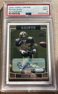 REGGIE BUSH 2006 Topps Chrome Rookie Auto USC Saints Dolphins Lions RC SSP PSA 9 - Image 1 of 2