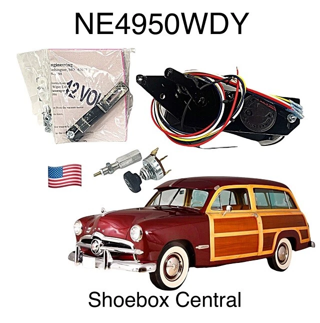 Ford Woody Wagon 1949 1950 12V kit de motor de limpiaparabrisas eléctrico con extensión de eje Foto 1 de 4