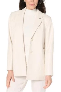 Dennis Basso Women's Luxe Faux Leather Jacket Ecru - Picture 1 of 1