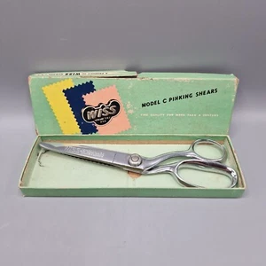 Vintage WISS CC7 Pinking Shears Silver Chrome Zig Zag Bent-Handle Scissors 9" - Picture 1 of 11