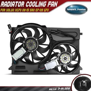 Radiator Cooling Fan Assembly with Control Module for Volvo XC70 08-15 S80 V70 - Picture 1 of 10