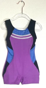 Freestyle Danskin Size XS 4/5 Youth Girls One Piece Short Leotard Purple Sequin - Picture 1 of 7