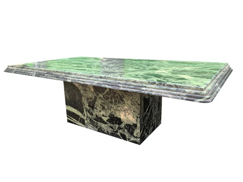 1970s Green Italian Vintage Rectangle Green and White Swirls Marble Coffee Table Cover