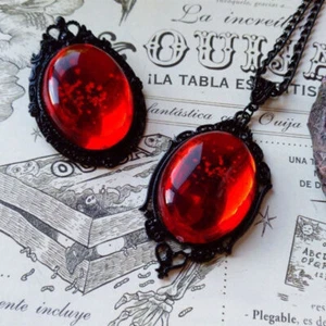 Hot Retro Gothic Crystal Necklace Embossed Blood Moon Pendant Lolita Magic Neckl - Picture 1 of 24