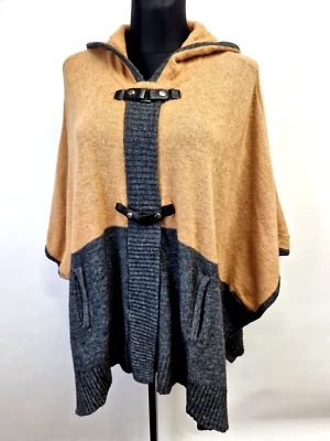 MAX Studio poncho hooded sweater wool blend cape pockets Size S oversized 3 - Image 1 of 4