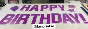 Lawn Letter Greeting 18" Happy Birthday Purple Yard Card Metal Stakes Included - Picture 1 of 2