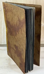 Vtg 14.5” Journal Art Notebook Navy+White Rice Paper Fiber Pages Handmade Rare - Picture 1 of 13