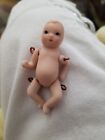 3" Miniature Antique All Bisque Jointed Baby Doll Unmarked.