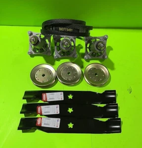 48" Mower Deck Rebuild Kit Spindles Belt Pulleys Blades For Husqvarna YTH23K48 - Picture 1 of 7