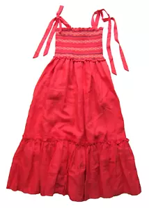 NWT Cara Cara Linen Pink Hibiscus Jenny Pocket Smock Tie Tank Sun Dress XL $595 - Picture 1 of 5