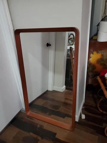 Mid Century Sculpted Danish Teak Mirror by Pedersen and Hansen Viby J Cover