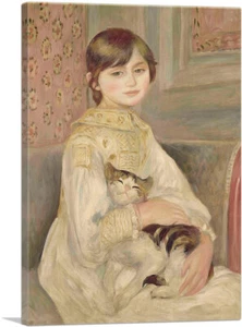 ARTCANVAS Child with a Cat 1887 Canvas Art Print by Pierre-Auguste Renoir - Foto 1 di 11