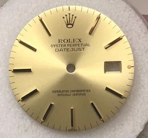 Factory Rolex Mens Datejust Champagne Hour Stick Marker Dial Only-16013,16233 - Picture 1 of 3