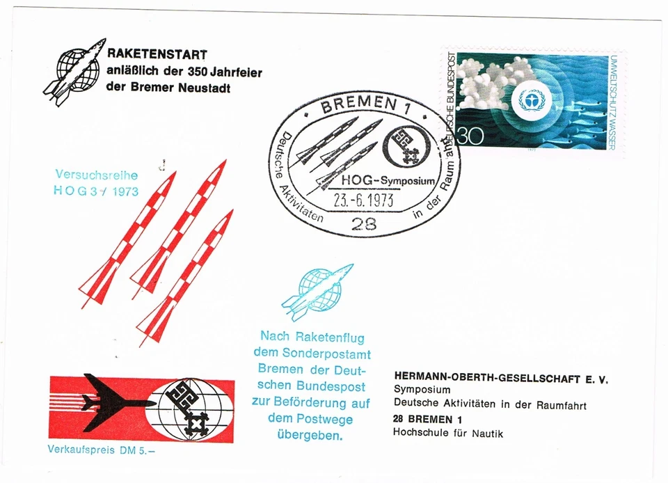 Bund Raketenpost HOG3 MiNr.: 775 Sonderstempel Bremen  - Bild 1 von 1