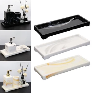 Marbling Bathroom Vanity Tray Plate Holder Candle Organizer Rectangular - Picture 1 of 7