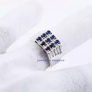 Natural Sapphire Gemstones with 925 Sterling silver ring for Men's #541 - Picture 1 of 6