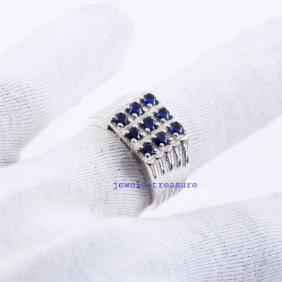 Natural Sapphire Gemstones with 925 Sterling silver ring for Men's #541 - Image 1 of 4