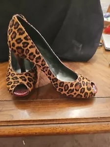Donald Pliner Couture Gator Leather Shoe Congo Hair Calf Peep Toe $230 Size 8.5 - Picture 1 of 5