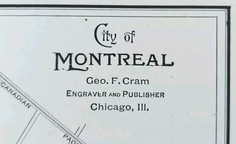 Mapa vintage 1894 ISLA DE MONTREAL QUEBEC CANADÁ 14"x11" ~ antiguo original antiguo Foto 1 de 4