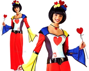 Erwachsene QUEEN OF HEARTS Harlekin Damen Kartendeck Kostüm UK Größen 6-8 - Bild 1 von 2