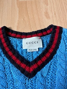 Original Gucci Tricolor V-Neck Kinder Strickpullover Knit Pullover Gr.18/24m - Bild 1 von 11