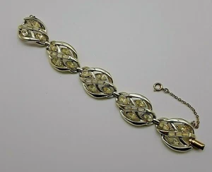 Bracciale Vintage Coro Grande Maglia Argento Con Strass Trasparenti e Catena di Sicurezza - Foto 1 di 4
