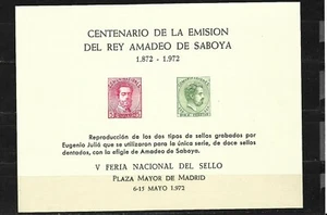 ESPAÑA 1972, HOJA RECUERDO CENTENARIO REY AMADEO DE SABOYA. MNH. - Imagen 1 de 1