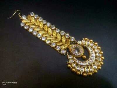 Индийский Болливуд Кундан Золотые Бусины Маанг Тикка Лоб Модный Ювелирный Набор - Изображение 1 из 2