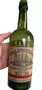 Antique Applied Top Caldwell's w Label Rum Bottle Newburyport Massachusetts - Picture 1 of 23