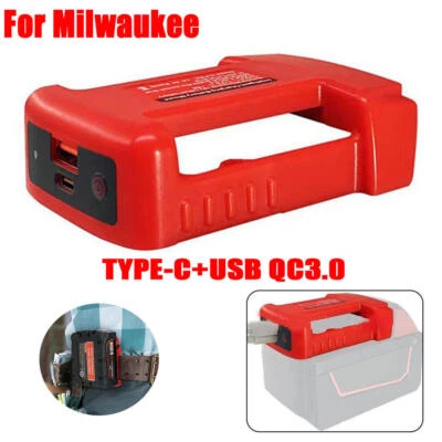 For Milwaukee 18V Lithium Battery Fast Charger Adapter rack TYPE-C+USB QC3.0 UK