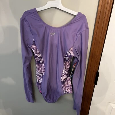 New S 7-8 SPEEDO Purple TIe Dye Long Sleeve Rashguard Swim Suit Surf Boogie - Image 1 of 4
