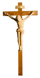 LARGE ANTIQUE OBERAMMERGAU HAND CARVED WOOD PRIESTS WALL CHURCH CRUCIFIX SIGNED - Picture 1 of 17
