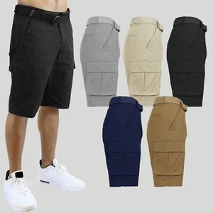 Mens Stretch Cargo Shorts & Stretch Classic Chino Shorts Flat Front Lounge 30-42 - Picture 1 of 15