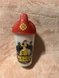 Rescue Heroes Plastic Cup Travel Tumbler 2002 Firemen Hat Lid - Picture 1 of 8