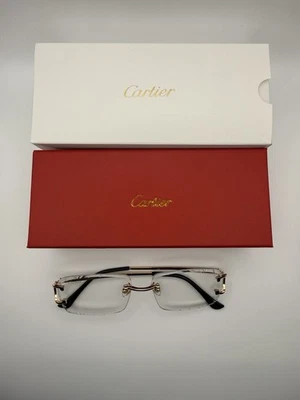 Cartier Big C Diamond Cut Transparent Frameless Lens Ct00920 - Brand New - Image 1 of 4