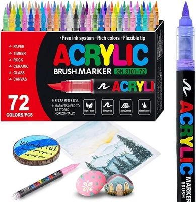 72 Colors Acrylic Paint Pens, Soft Brush Tip Acrylic - image 1 of 4