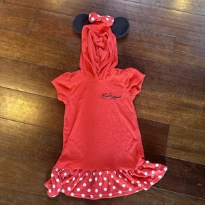 Disney Minnie Mouse red hooded ears terrycloth coverup dress SIZE 5 - Picture 1 of 5