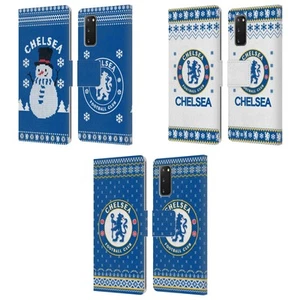 CHELSEA FOOTBALL CLUB CHRISTMAS JUMPER LEATHER BOOK CASE FOR SAMSUNG PHONES 2 - Picture 1 of 8