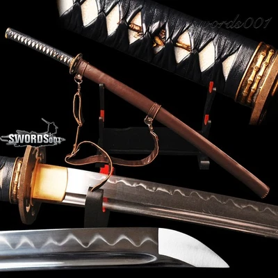 Leather Scabbard With Belt Clay Tempering T10 Steel Japanese Katana Sword Sharp - Image 1 of 4