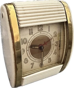 Reloj despertador de viaje Westclox Keywound de colección tapa enrollable Art Deco SOLO PARA REPUESTOS - Imagen 1 de 13