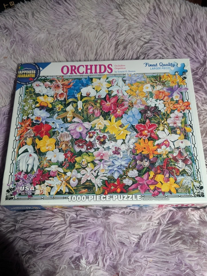 White Mountain Ernest O. Rompecabezas orquídeas marrón 1000 piezas como nuevo completo Foto 1 de 2