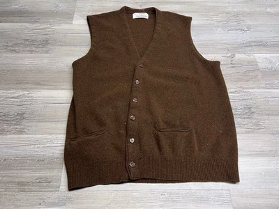 Vintage Robert Bruce Mens 100% Lambswool Cardigan Sweater Vest Brown XL USA Made - Image 1 of 4