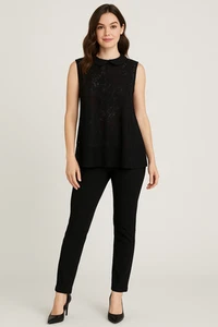 CITY CHIC BLACK LACE SLEEVELESS ROUND NECK BLOUSE SIZE L - Picture 1 of 8