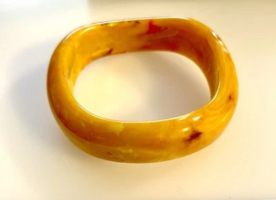 Art Deco Bakelit Armreif Bernstein Optik Bangle Amber Butterscotch - Bild 1 von 3