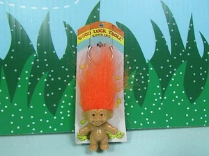 TROLL SCHLÜSSELANHÄNGER - 2" Russ Troll Puppe - NEU AUF KARTE - orange Haare - Bild 1 von 4