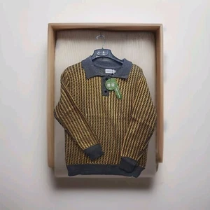 OXKnit Sweater Mens XL Yellow Retro 60s 70s Pullover New  - Picture 1 of 24