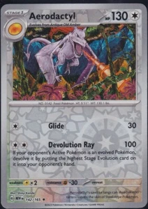 Tarjeta Pokémon Aerodactyl 142/165 Holograma Inverso Escarlata y Violeta 151 TCG CASI NUEVA - Imagen 1 de 1