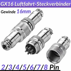 GX16 - 2 3 4 5 6 7 8 Pin 16mm Stecker Buchse Steckverbinder Anschlusstecker - Picture 1 of 26