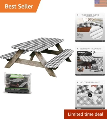 Elegante mesa de piquenique resistente à água 96x30 e capas de banco - Conjunto para família - Imagem 1 de 4