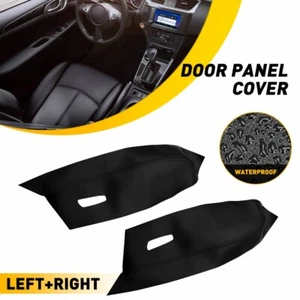 Fits 2013-2019 Nissan Sentra Microsoft Leather Armrest Door Panel Cover Black HQ - Picture 1 of 12